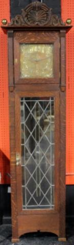 Tall Case Clock in Oak Case with