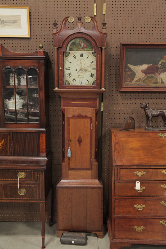TALL CASE CLOCK. Mixed woods case