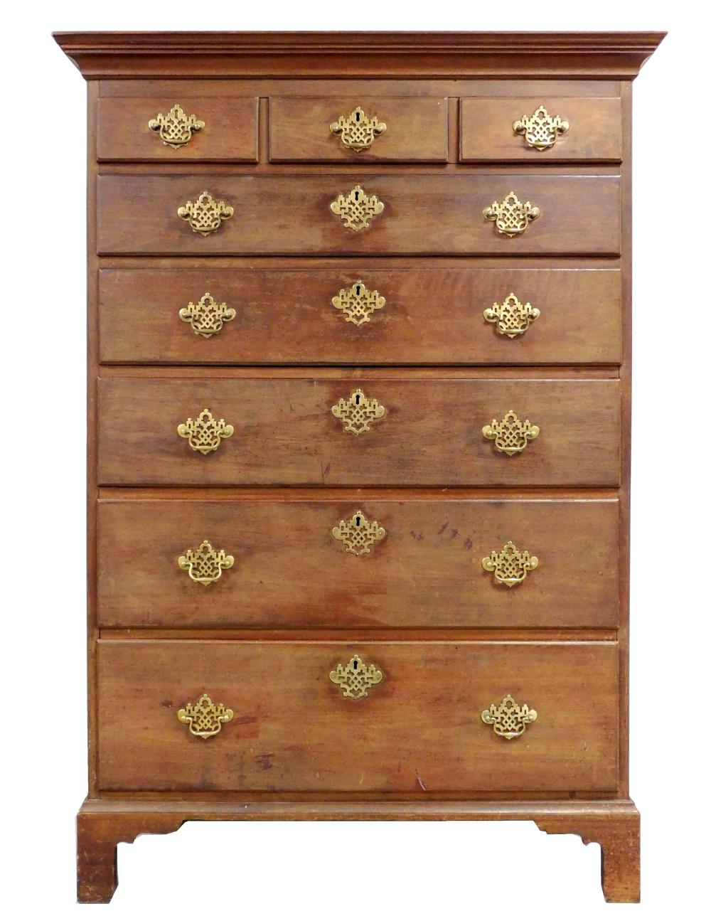 TALL CHEST, AMERICAN, LATE 18TH C.,