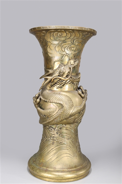 Tall Chinese bronze beaker vase