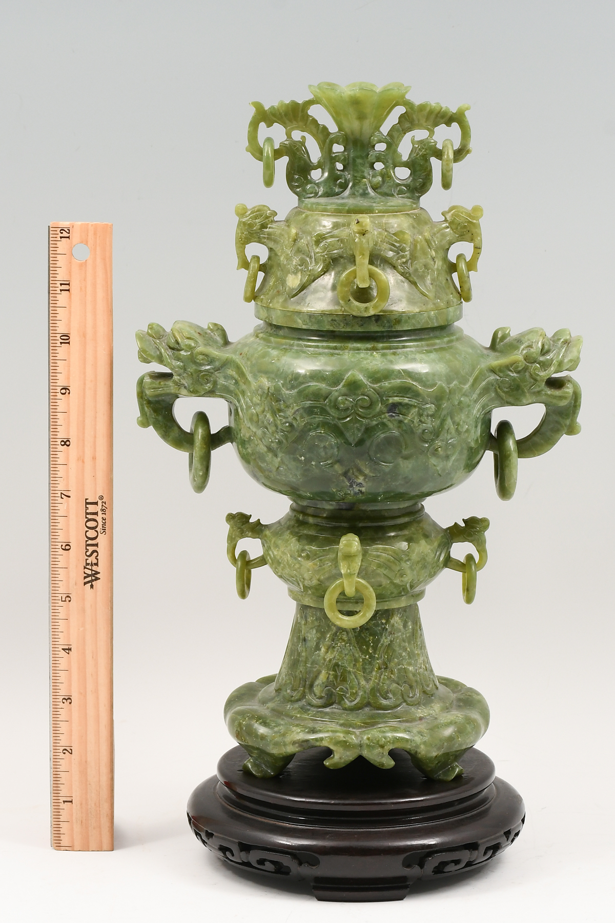 TALL CHINESE CARVED HARDSTONE