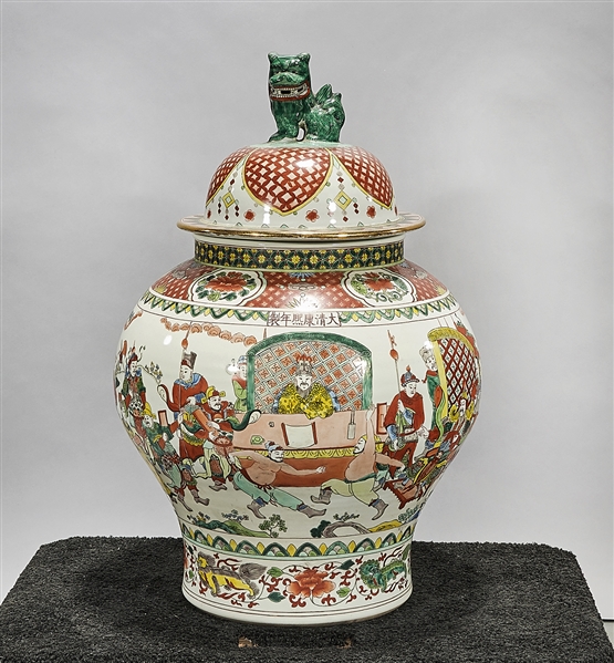 Tall Chinese enameled and painted