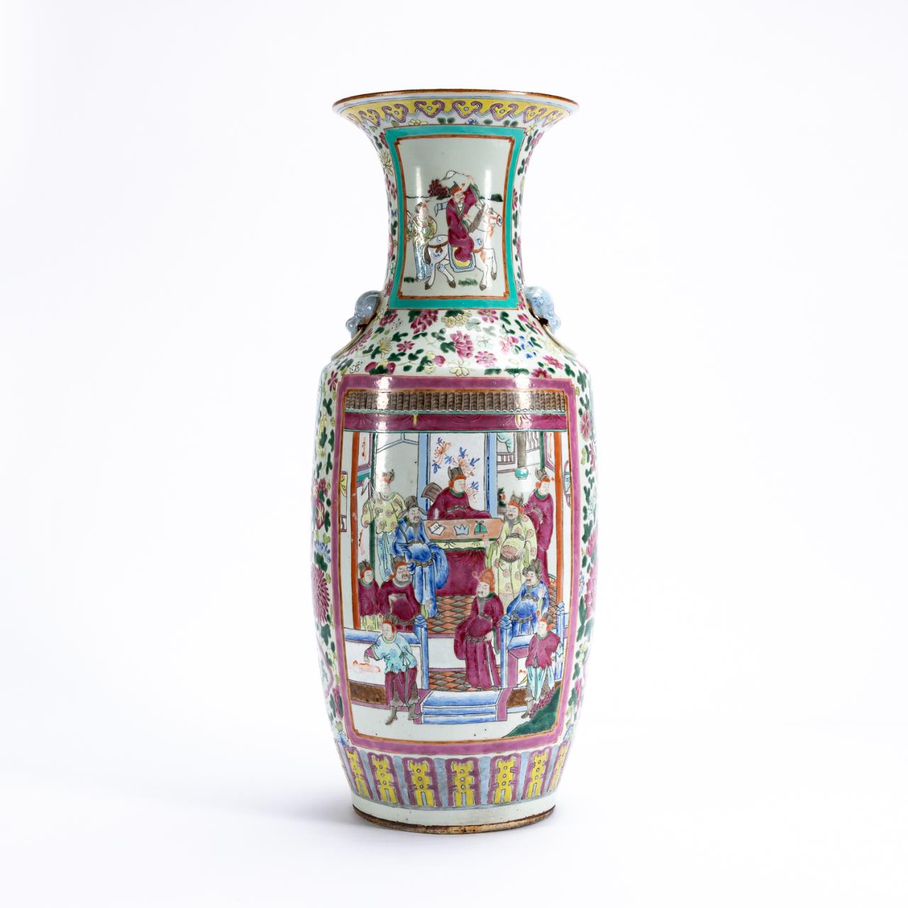 TALL CHINESE FAMILLE ROSE VASE WITH