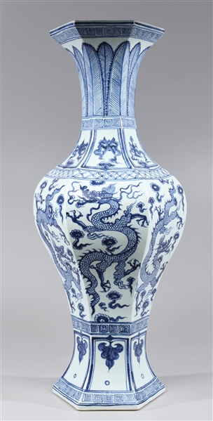 Tall Chinese hexagonal blue and