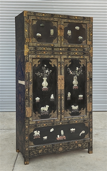 Tall Chinese painted hard wood