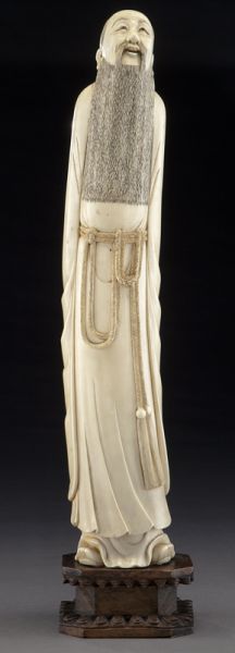Tall Chinese Qing carved ivory