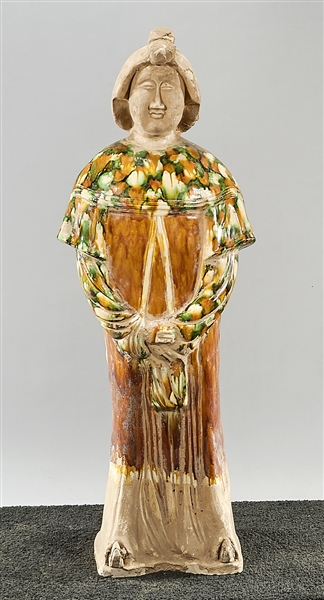 Tall Chinese sancai-style glazed