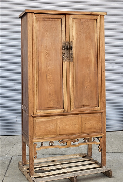 Tall Chinese wood cabinet; two