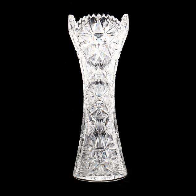 TALL CUT CRYSTAL VASE 20th century,