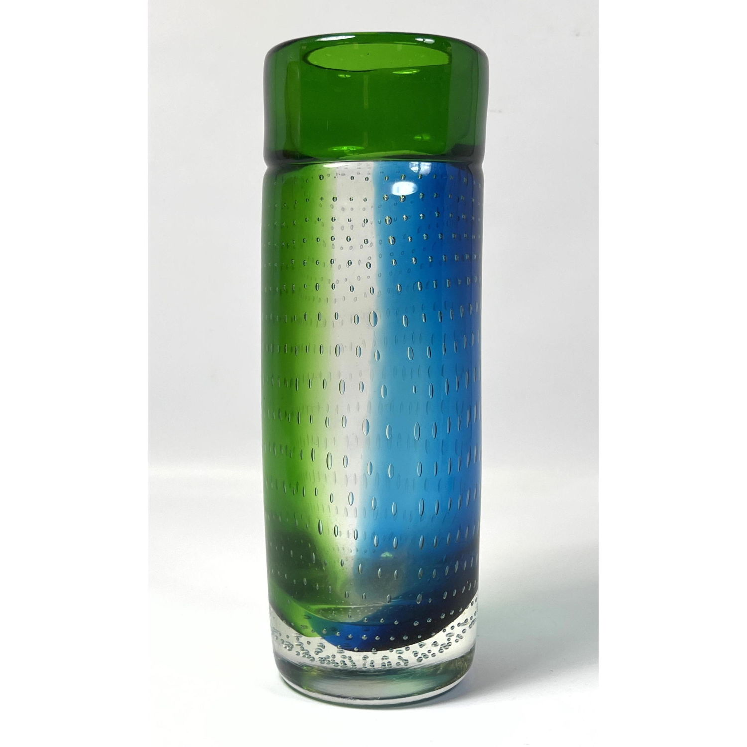 Tall Cylinder Art Glass Vase.