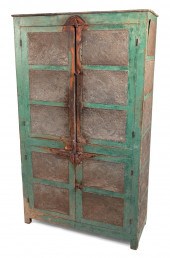 TALL GREEN PAINTED PIE SAFE, P