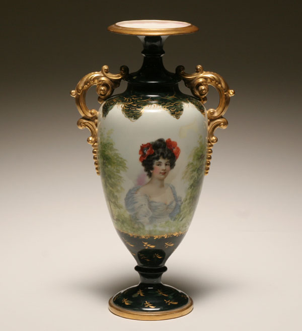Tall hand painted Belleek porcelain