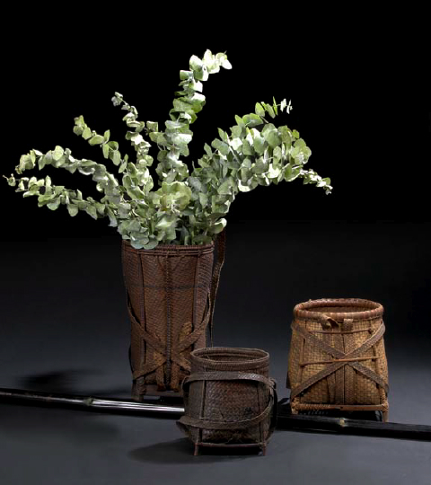 Tall Laotian Woven Harvest Basket,