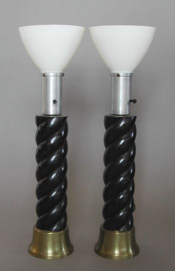 Tall Pair of Brass- and Brushed