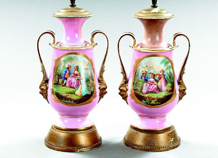 Tall Pair of Franco-Bohemian Rose