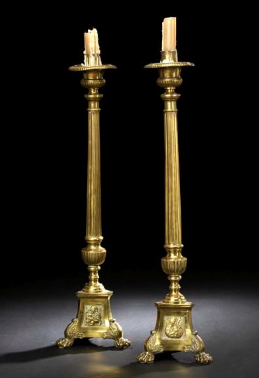Tall Pair of French Gilt-Brass