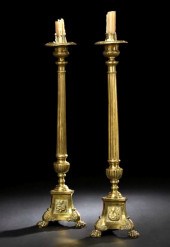 Tall Pair of French Gilt-Brass