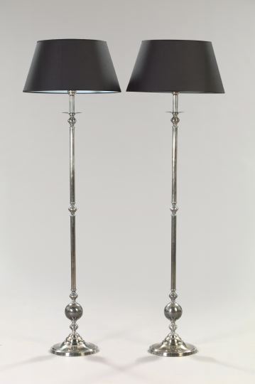 Tall Pair of French Nickel Floor