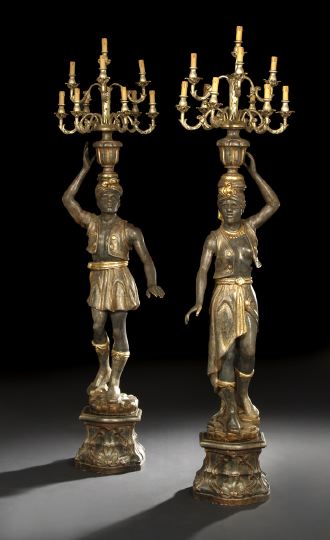 Tall Pair of Italian Carved,