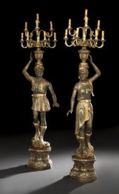 Tall Pair of Italian Carved, P