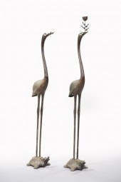 Tall Pair of Japanese Bronze-P