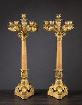 TALL PAIR OF MARBLE AND GILT B