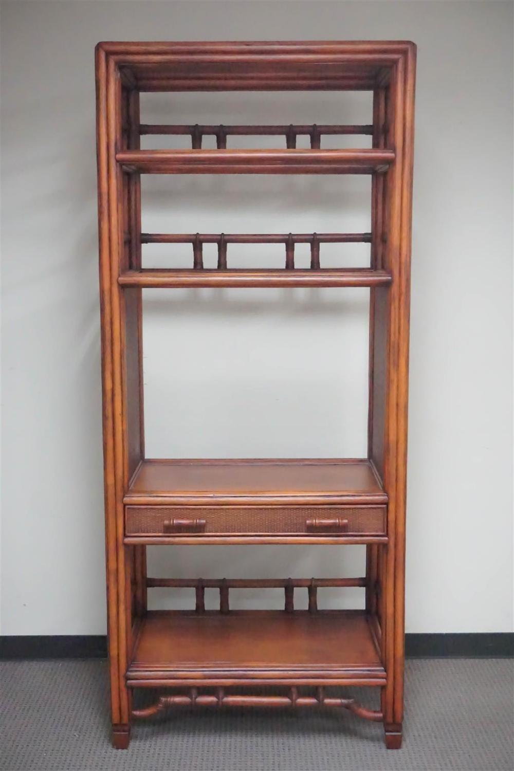 TALL RATTAN OPEN CABINET, H: 83; W: