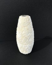 TALL SHELL ENCRUSTED VASE: Whi