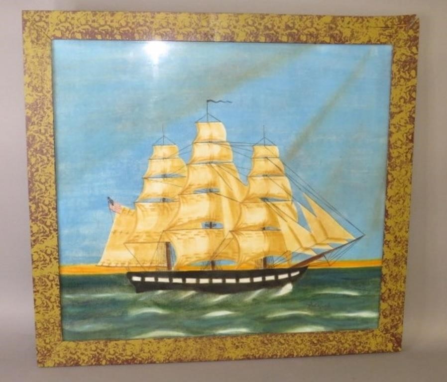 TALL SHIP THEOREM FOLK ART PAINTING