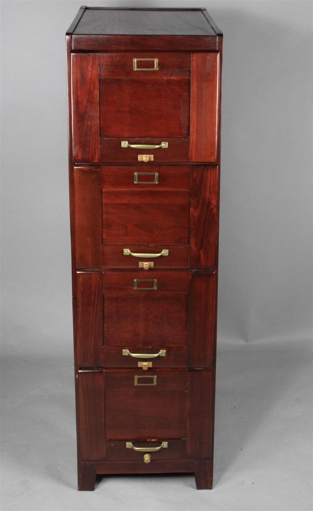 TALL STAINED WOOD FILE CABINET four