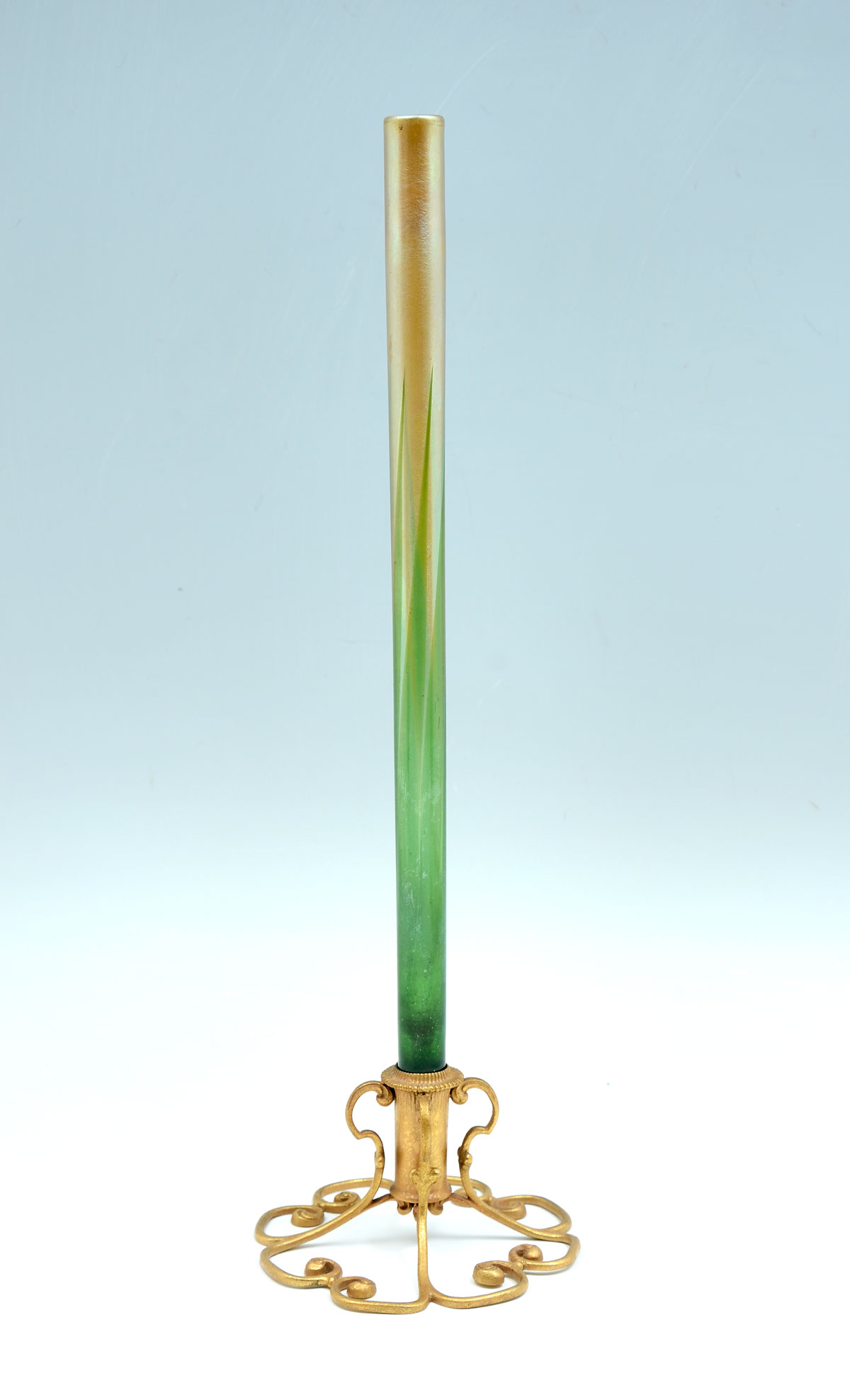 TALL TIFFANY ART GLASS BUD VASE: