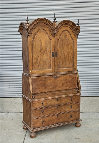 Tall two-section secretary desk and