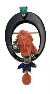 TAMBETTI 14 KARAT GOLD BROOCH/
