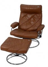 TAN EKORNES CHAIR AND OTTOMAN,