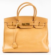 TAN LEATHER 35CM HANDBAG Tan l