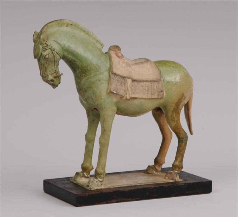 TANG PART-GLAZED POTTERY FIGURE