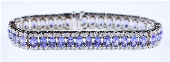 Tanzanite and diamond line bracelet