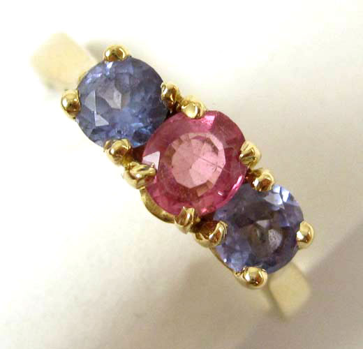 TANZANITE AND PINK TOPAZ RING 14k