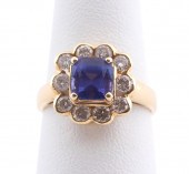TANZANITE, DIAMOND & 18K YELLO