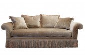 TAUPE VELVET-UPHOLSTERED SOFAw