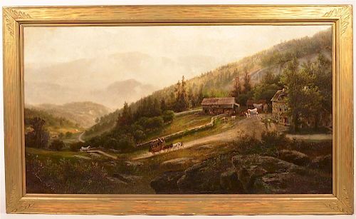 TAVERN AND CONESTOGA WAGON SCENE