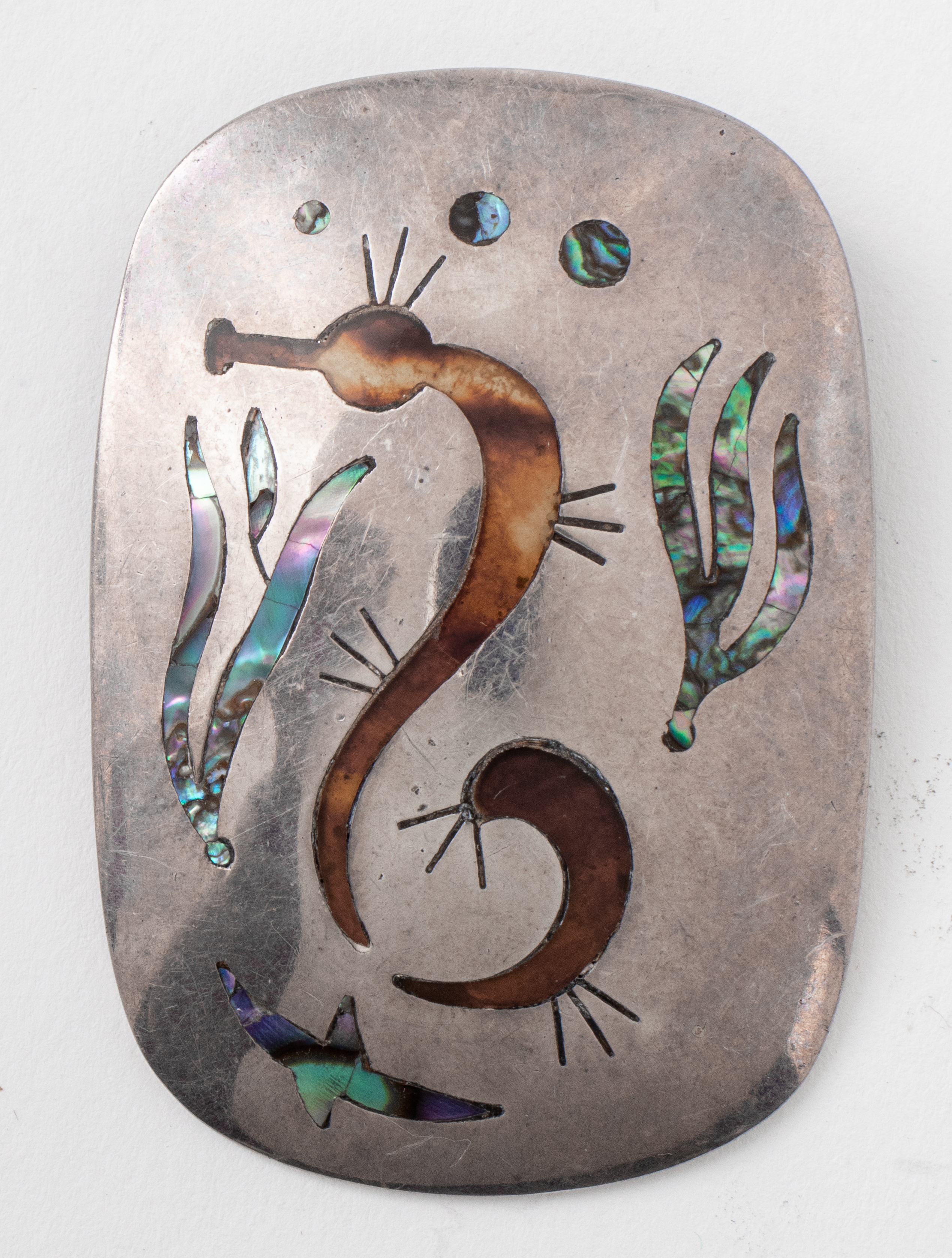 TAXCO SILVER ENAMEL & ABALONE SHELL