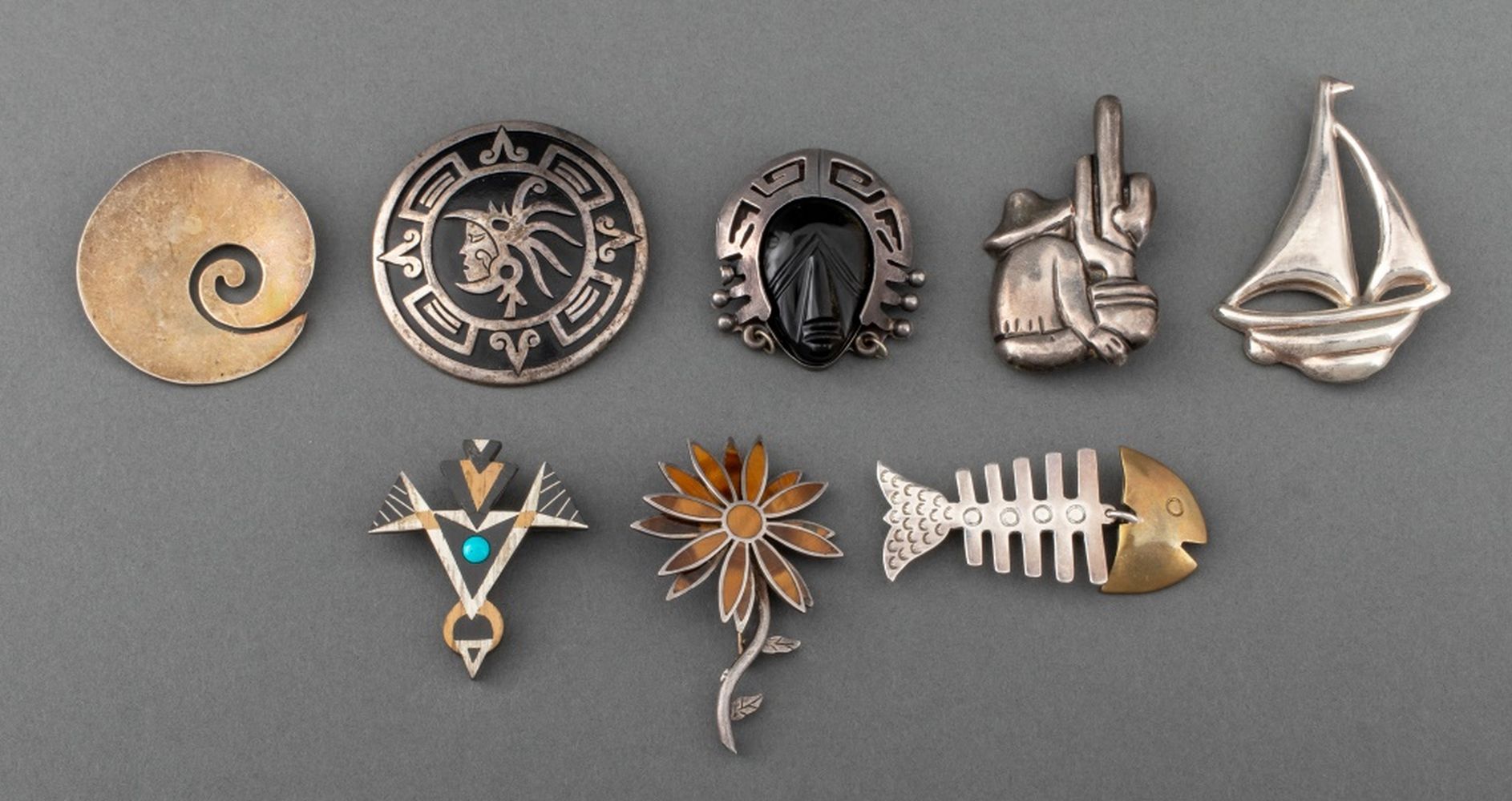 TAXCO VINTAGE 925 SILVER BROOCH SET