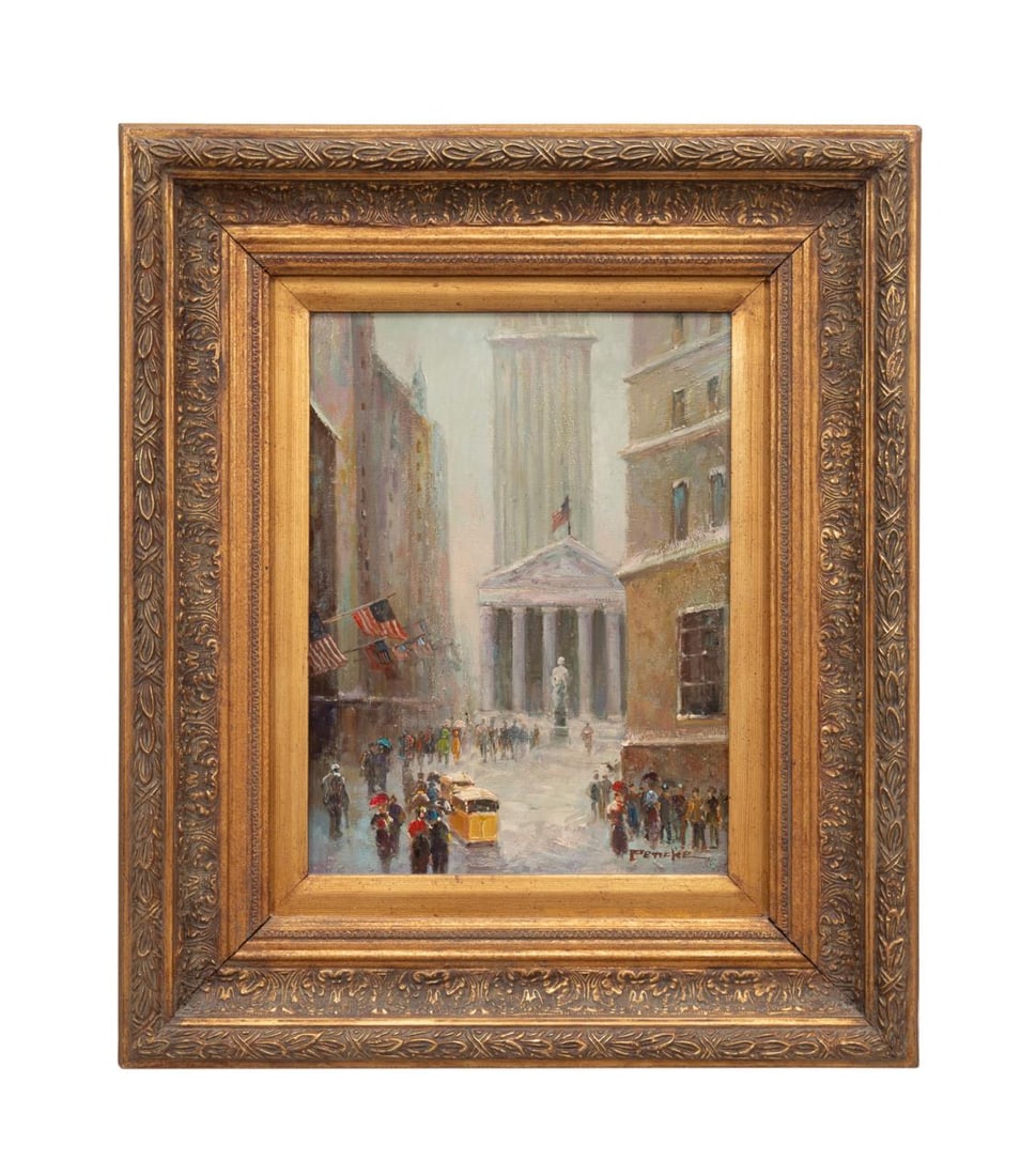 T.E. PENCKE WALL STREET SCENE OIL