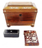 TEA CADDY, CALLING CARD CASE A