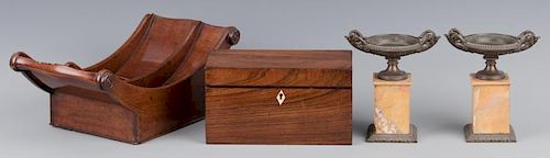 TEA CADDY, CHEESE COASTER, AND