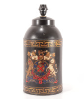 TEA TIN CANISTER LAMPPainted c