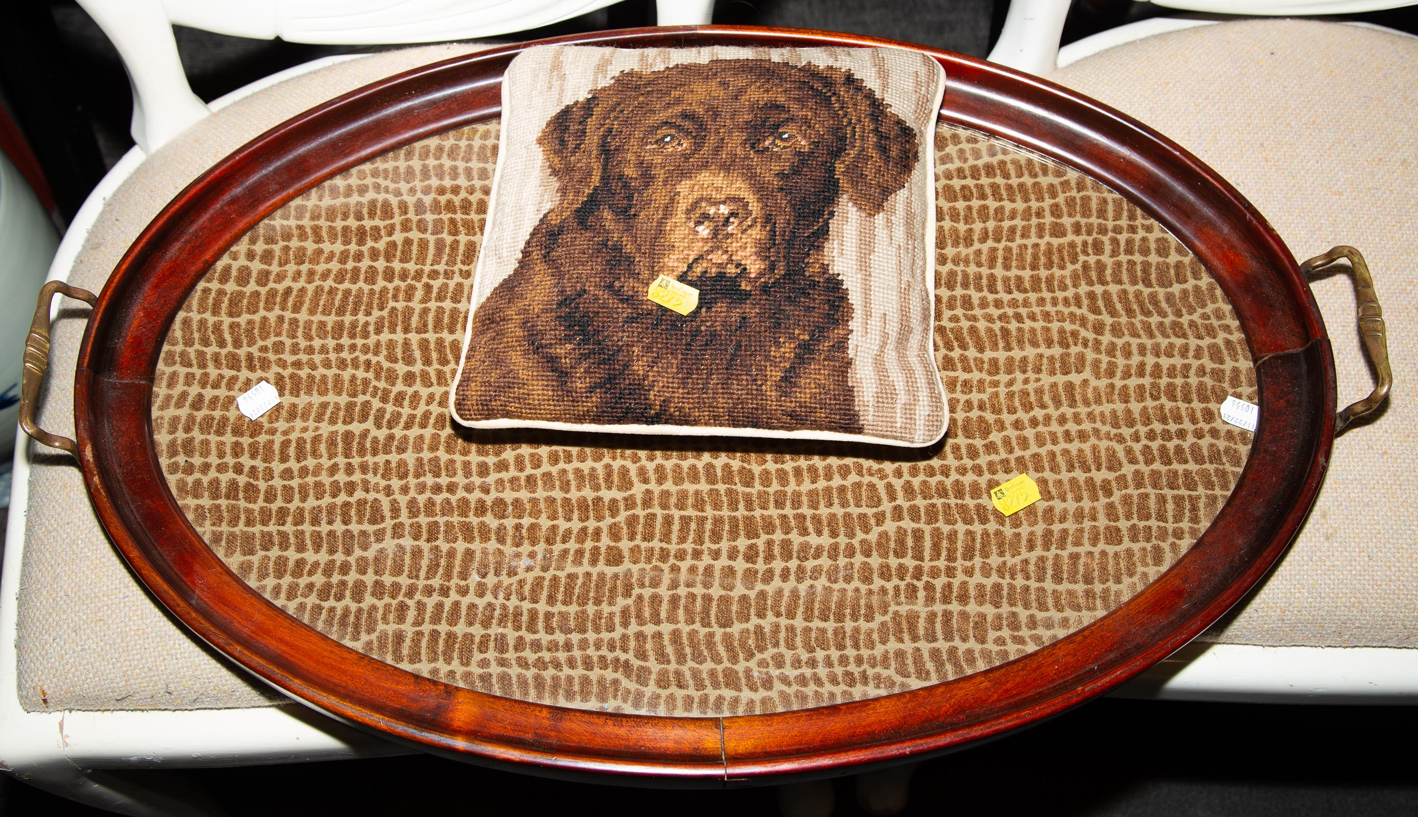 TEA TRAY & SMALL PILLOW .