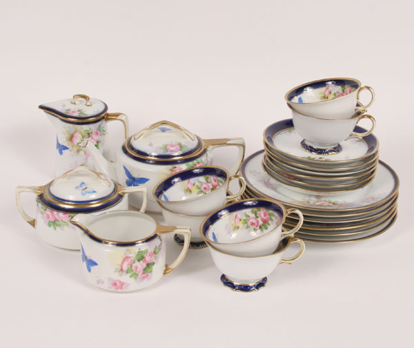 Tea/dessert set; hand painted