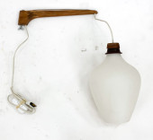 TEAK AND GLASS PENDANT LIGHT A